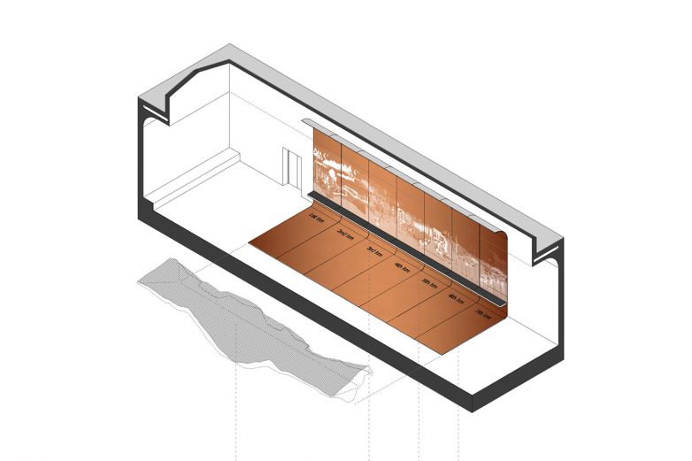 Aksonometrijski prikaza paviljona Srbije na 17. Bijenalu arhitekture u Venecije; Ilustracija: MuBGD