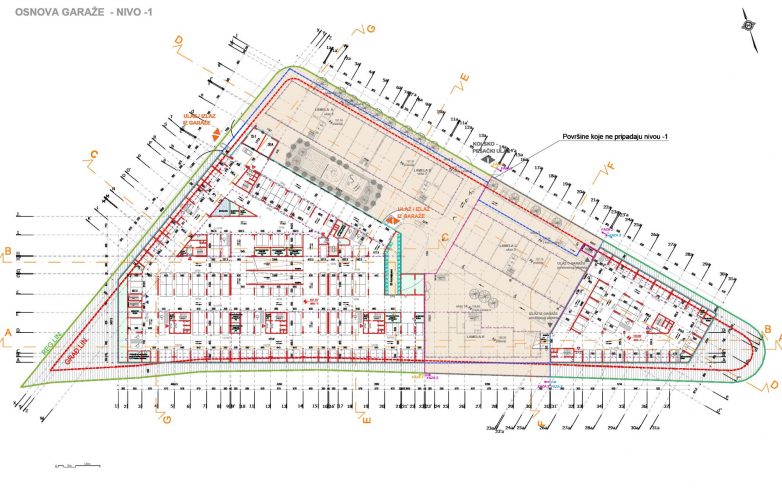 Osnova garaže nivo -1