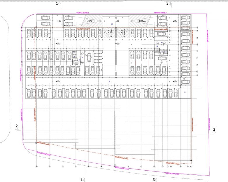 Osnova garaže na nivou -3