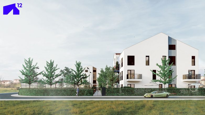 Svaki objekat zasebno je koncipiran kao skup manjih stambenih objekata; Vizuelizacija: A12 Project