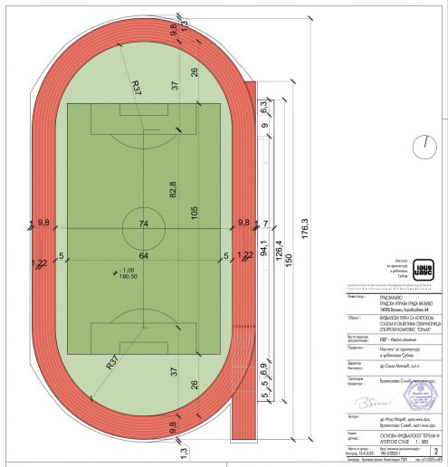 Osnova fudbalskog terena i atletske staze