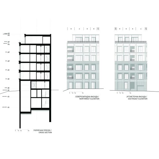 Poprečni presek i fasade; Crtež: ARHI NOVA