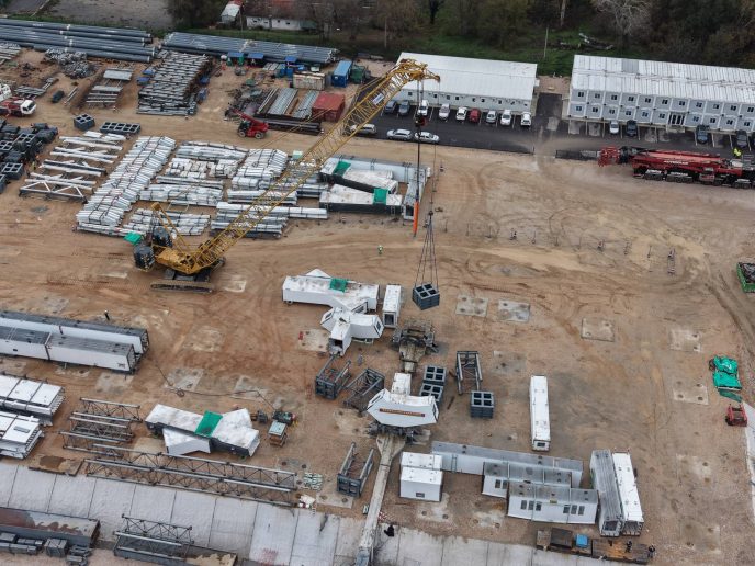 Gradilište novog Savskog mosta kod Beograda na Vodi; Foto: Gradnja